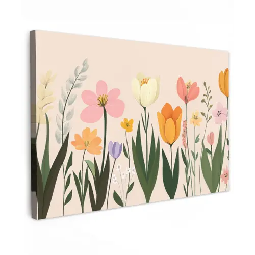 Pasteltinten - Bloemen - Illustratie canvas 2cm klein -z3d