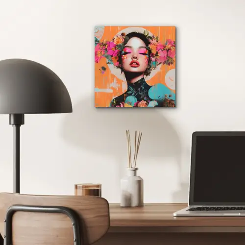 Portret - Vrouw - Abstract - Bloemen aluminium wit klein -sfeer5