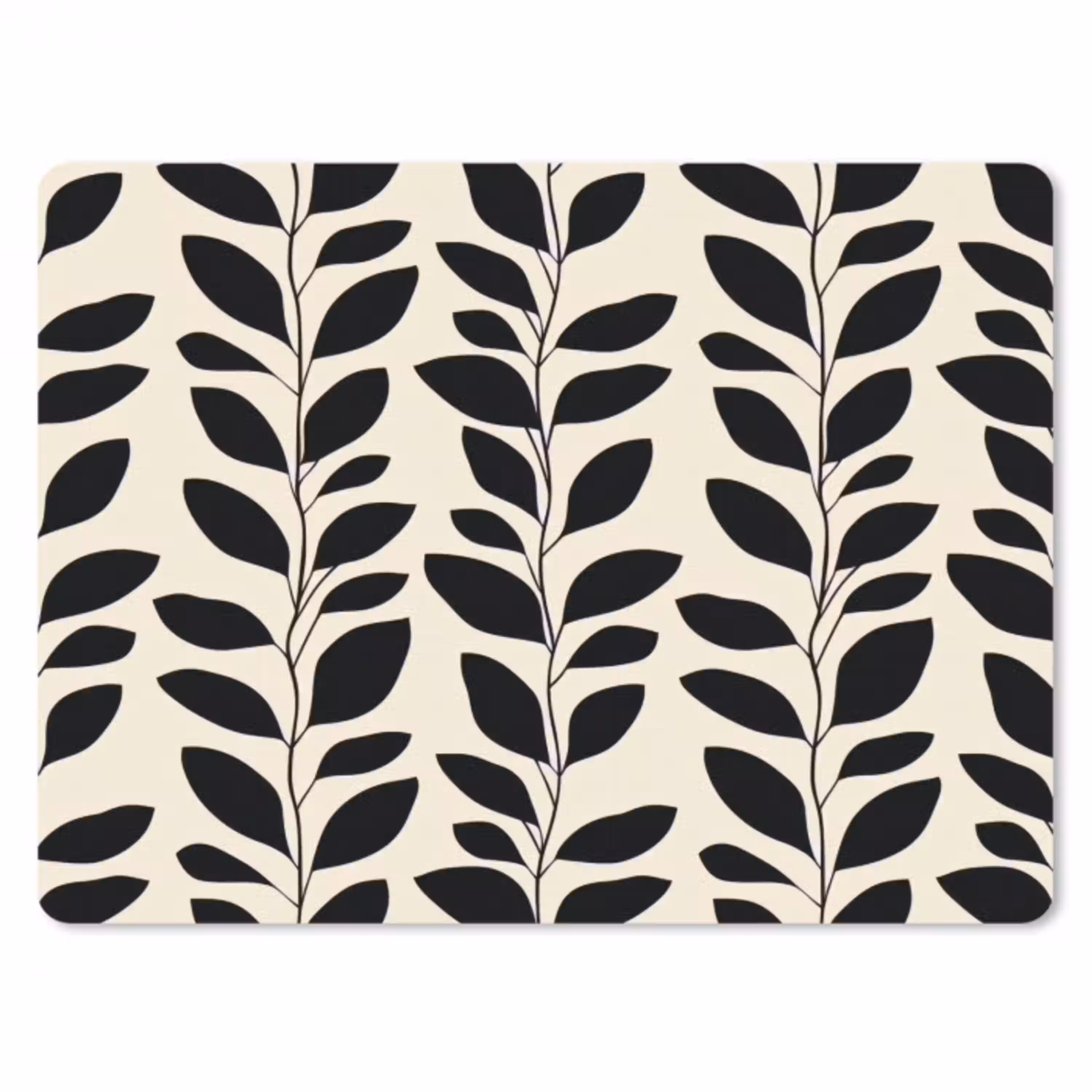 Botanisch - Dessin - Zwart - Beige muismat rubber klein 262 -3d