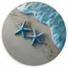 Zeesterren - Zand - Zee - Blauw Wandcirkel kunststof plaat 5mm dik klein -3d