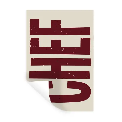 Chef - Rood - Japandi - Vintage Muursticker klein -3d