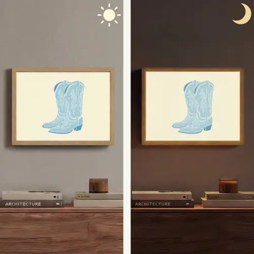 Illustratie - Cowboylaarzen - Patroon Light Box met batterij (Wandlamp) middel -sfeer3