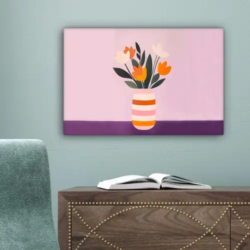 Tulpen - Vaas - Strepen - Paars canvas 2cm klein -sfeer4