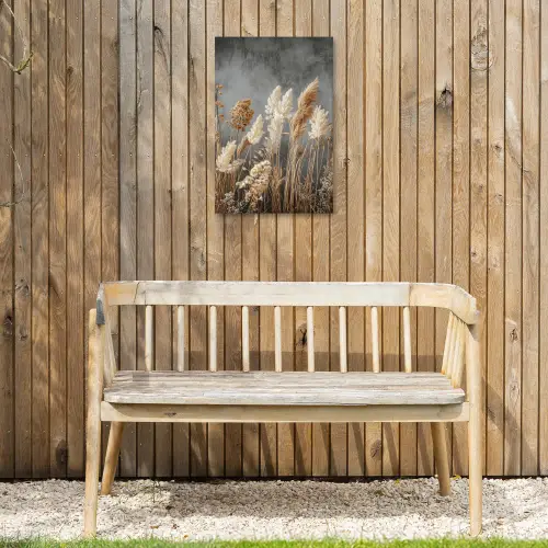 Gedroogde Veldbloemen - Grijs - Beton Tuinposter op houten frame 2 cm dik klein -sfeer4