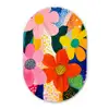 Bloemen - Kleurrijk - Stippen Wandcirkel Ovaal Forex klein -3d