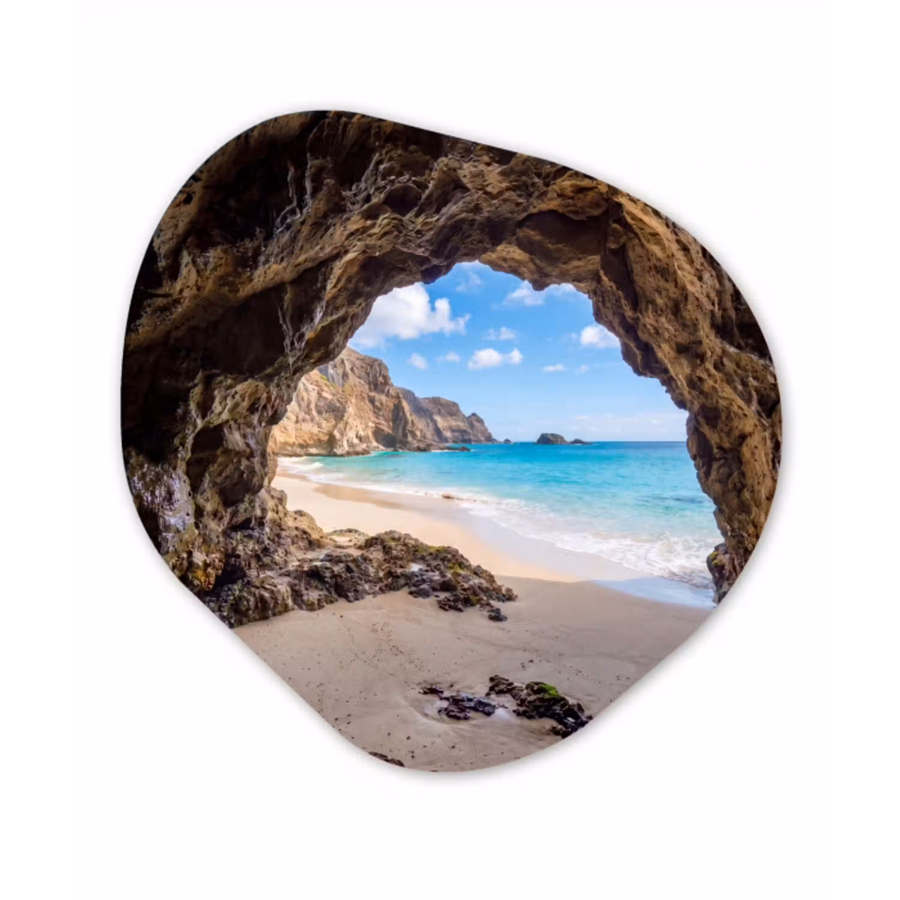Grot - Strand - Zee - Blauw Wandcirkel Organisch Forex 3mm klein -3d