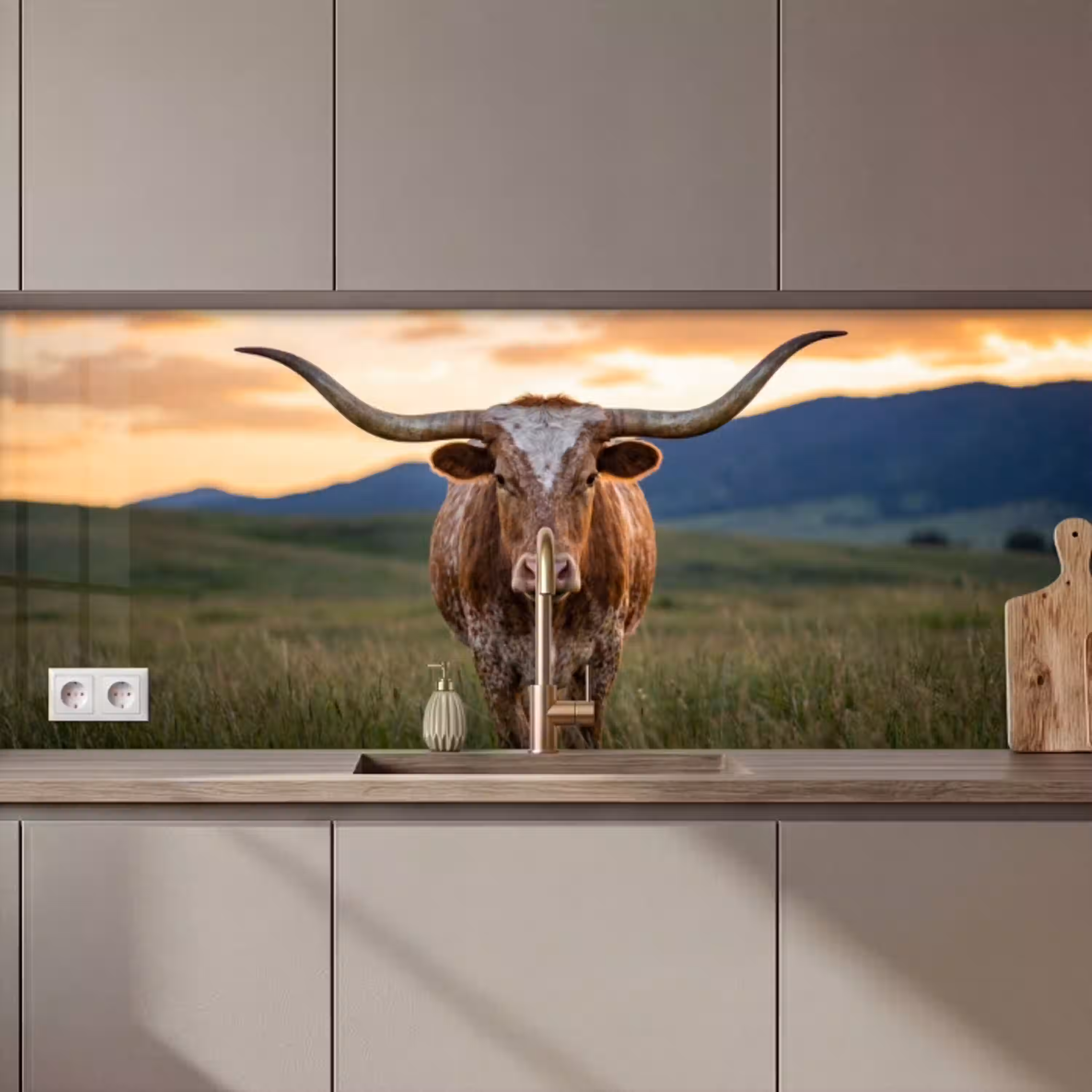 Longhorn - Landschap - Zonsondergang keuken achterwand 2 middel zz_3dshopping