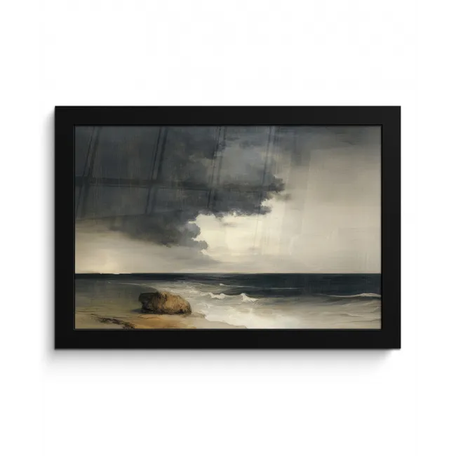 Kust - Golven - Rots - Storm fotolijst zwart zonder passe partout klein -3d