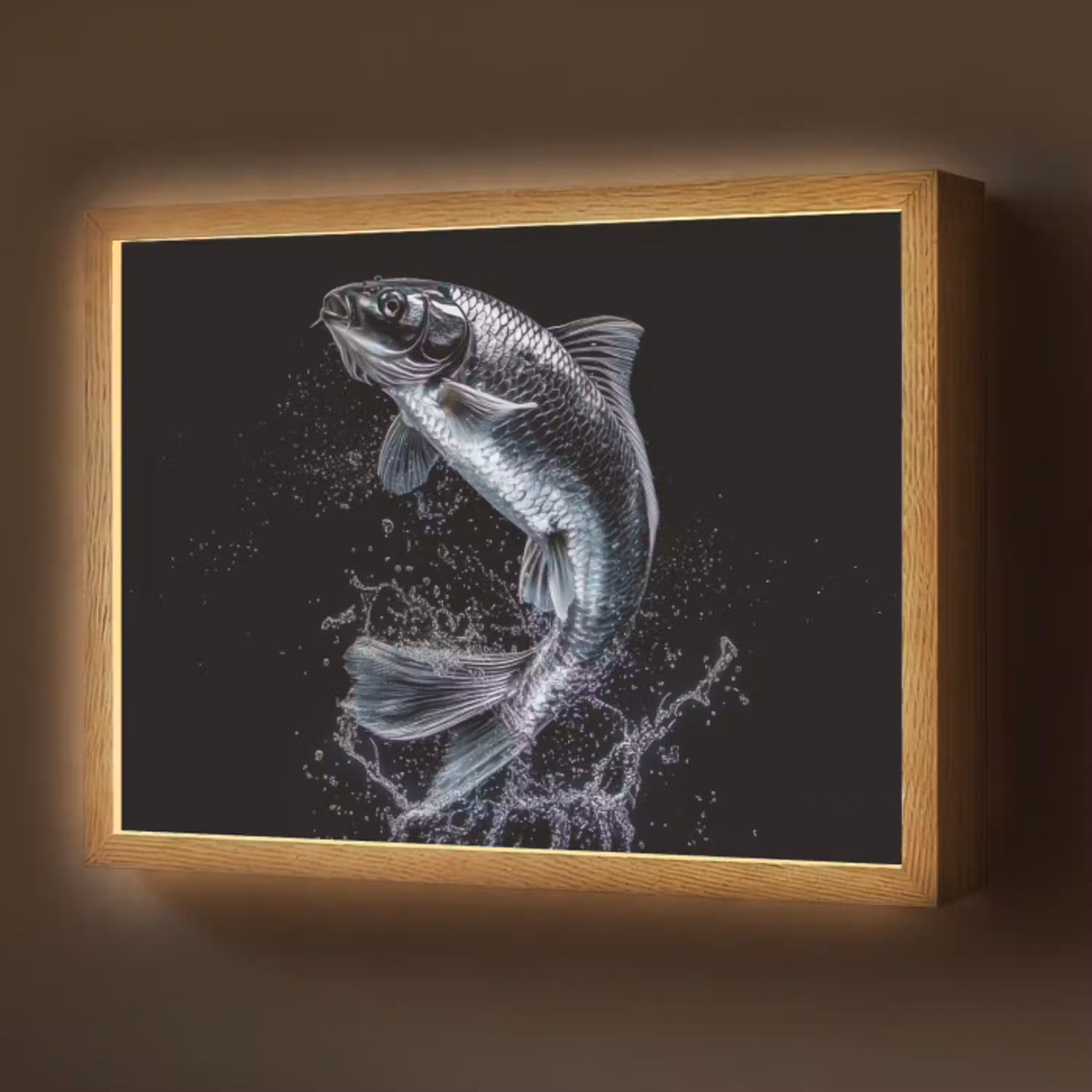 Vis - Koi - Zwart - Water Light Box met batterij (Wandlamp) middel -z3d_website
