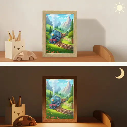 Trein - Bloemen - Kinderen - Natuur Light Box met kabel klein -sfeer3_kind