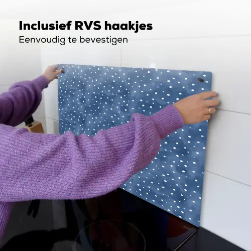 Frans - Citroen -  Stippen - Wit - Blauw Inductie beschemer met haakjes klein 777 -ky-ophangen-nl