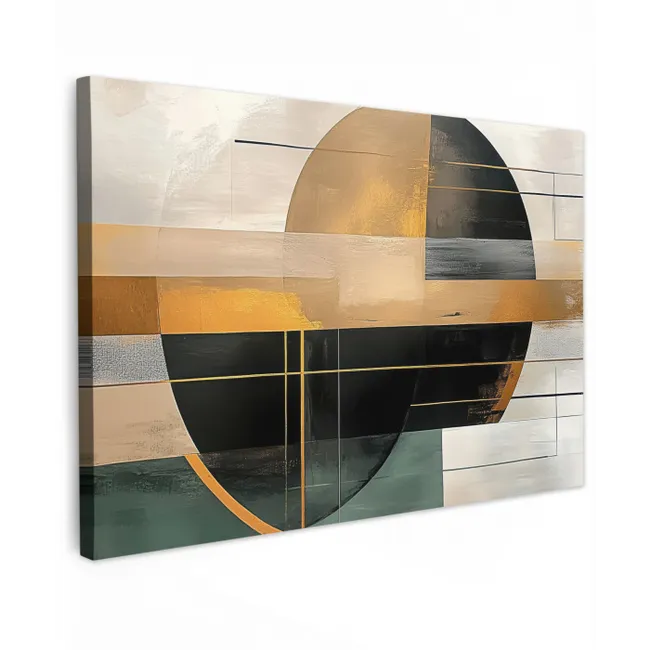 Abstract - Goud - Brons - Groen - Vormen - Modern canvas 2cm klein -z3d