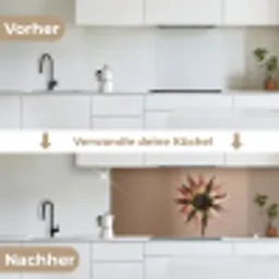 Droogbloem - Protea - Vintage - Beige - Rustiek keuken achterwand 2 middel -voor-na_DE