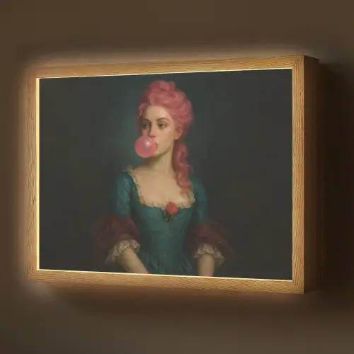 Vrouw - Portret - Kauwgombel Light Box met batterij (Wandlamp) middel -z3d_website