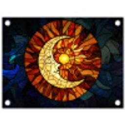 Mozaïek - Glas - Maan - Donkerblauw tuinposter los doek klein -3d