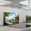 Zwaan - Bomen - Rust keuken achterwand spatscherm klein -3d_schuin