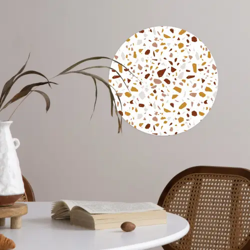 Terrazzo -  Patroon - Wit - Urban Wandcirkel behangsticker klein 186 -sfeer3