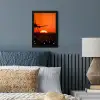 Zonsondergang - Vliegtuig - Oranje - Zon fotolijst zwart zonder passe partout klein -sfeer3