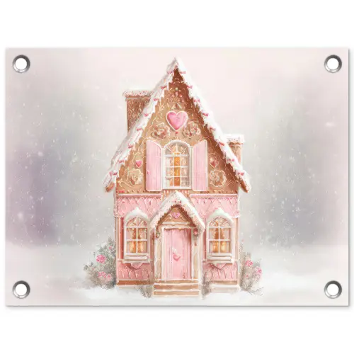 Huisje - Suiker - Pastel tuinposter los doek klein -3d