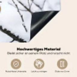 Roodborstje - Tak - Sneeuw - Winter - Levendig Inductie beschemer met haakjes klein -ky-onderkant-de