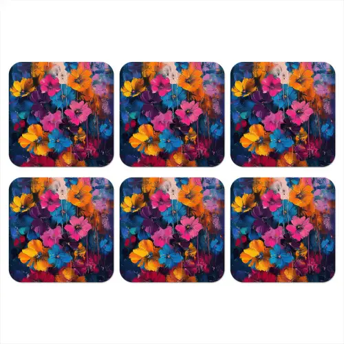 Bloemen - Kleurrijk - Abstract - Modern onderzetter kurk middel -3d