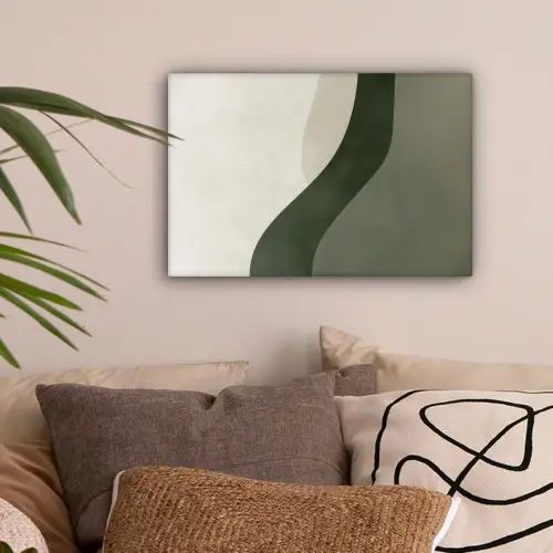 Japandi - Groen - Abstract - Modern canvas 2cm klein -sfeer1