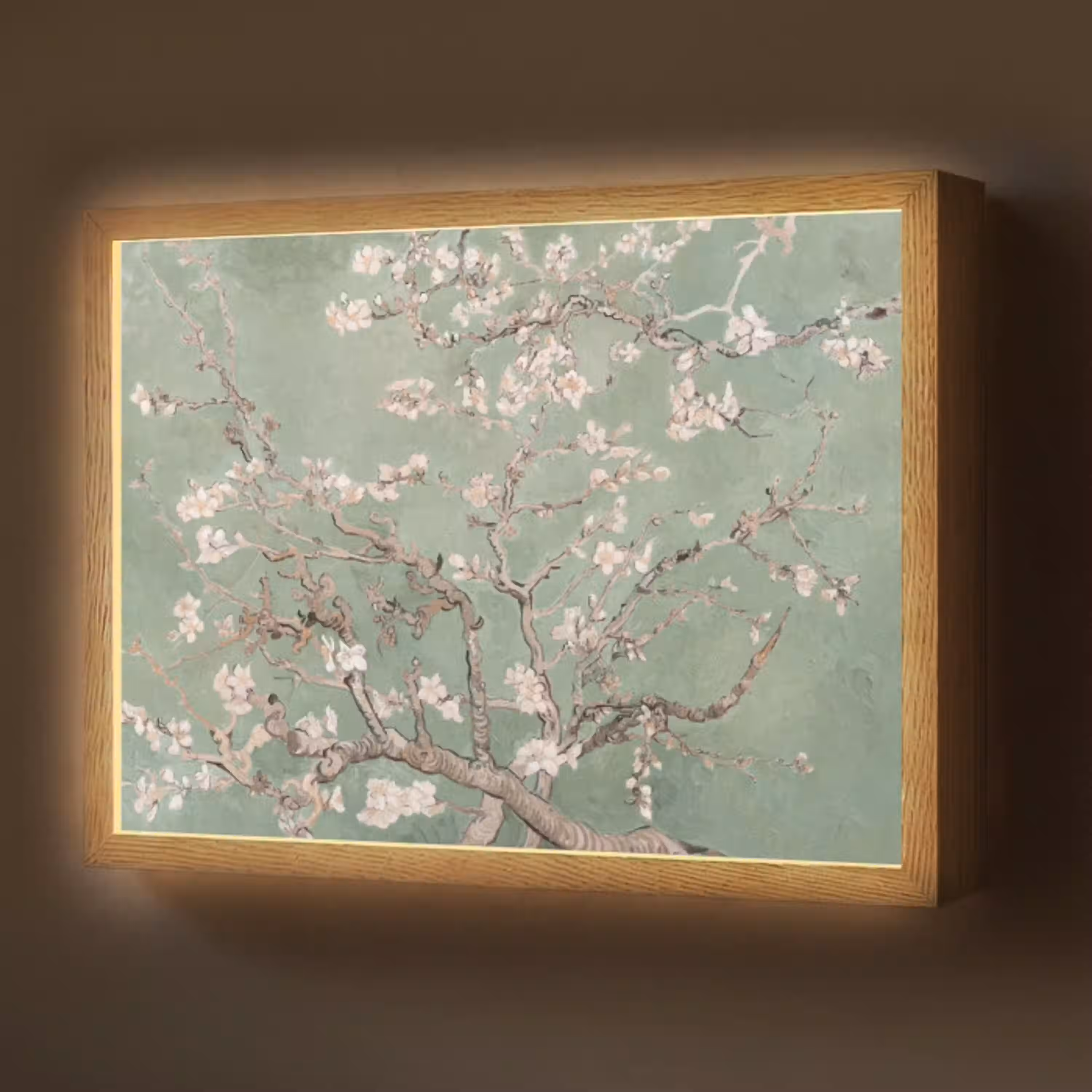 Amandelbloesem - Kunst - Van Gogh - Groen Light Box met batterij (Wandlamp) middel -z3d_website