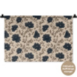 Motief - Bloemen - Zwart - Beige Wandkleed katoen klein 269 -t3d_DE