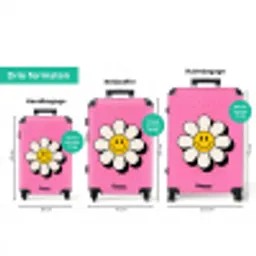 Smiley - Bloem - Roze NBS - Handbagage koffer - Volwassenen Unisex middel zzzzzzVergelijking_3NL