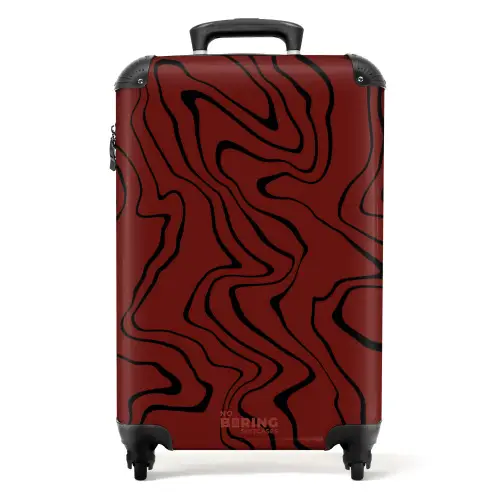 Rode achtergrond met abstracte zwarte lijnen NBS - Handbagage koffer - Kinderen Unisex middel -productfoto_recht