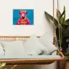 Koe - Bloemenkrans - Oorhangers - Kimono tuinposter los doek klein -sfeer7