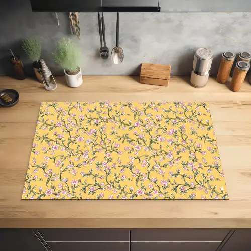 Bloemen - Motief - Geel Inductie beschermer vinyl 3mm klein 276 -sfeer5