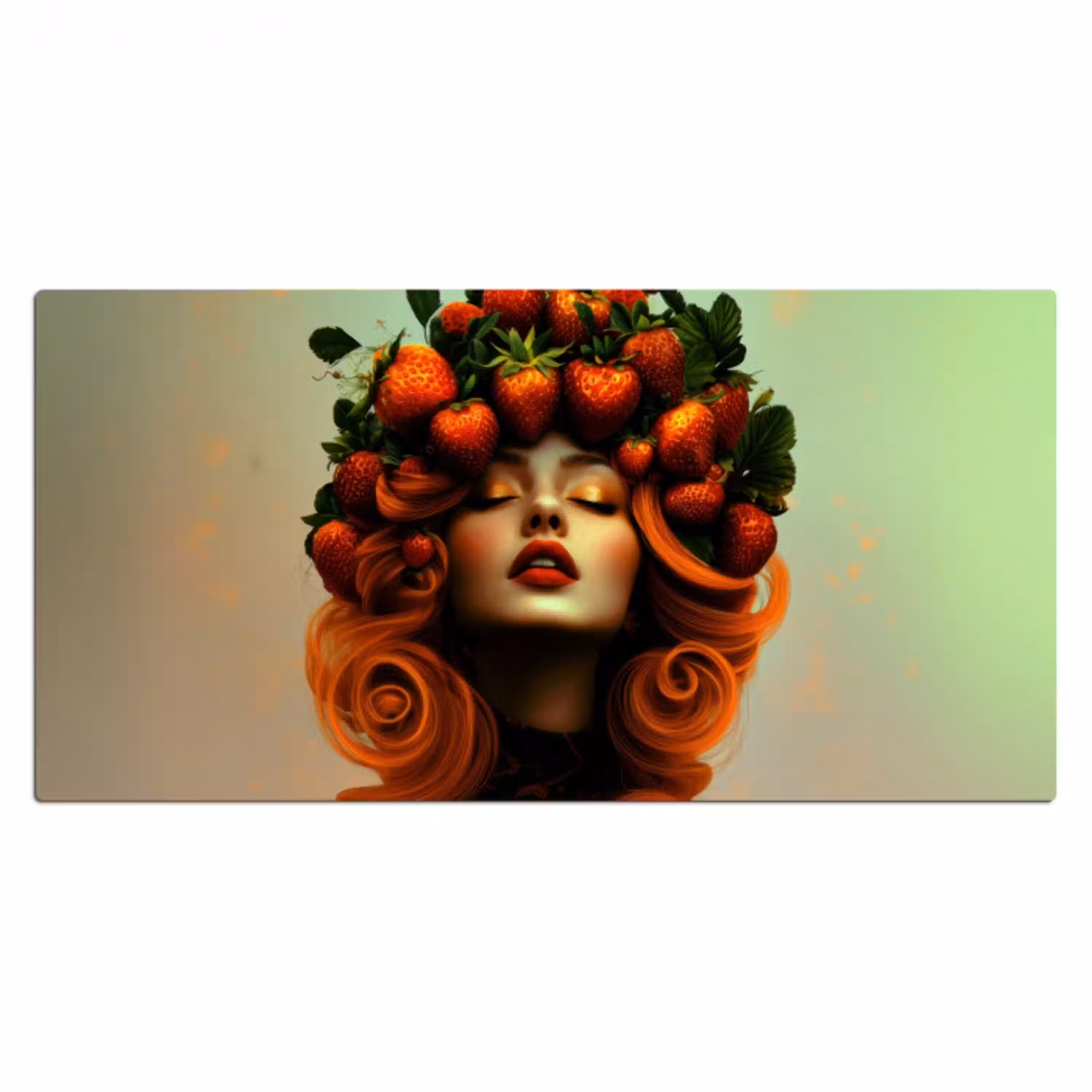 Vrouw - Aardbeien - Kroon Muismat XXL klein -3d_leeg