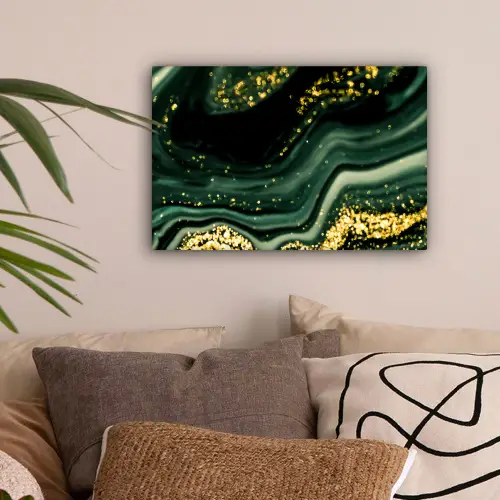Marmer - Goud - Glitter - Groen - Marmerlook - Luxe canvas 2cm klein -sfeer1