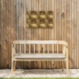 Palm - Waaier - Goud Tuinposter op houten frame 2 cm dik klein 845 -sfeer4