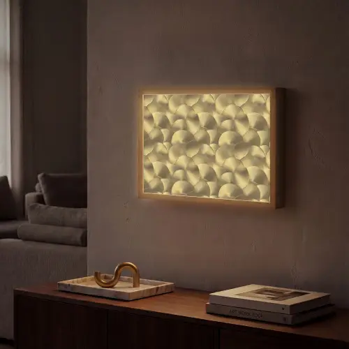 Modern - Cirkel - Goud Light Box met batterij (Wandlamp) middel 907 -sfeer1