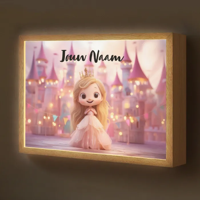 Prinses - Roze - Kasteel Light Box met batterij (Wandlamp kind) middel -z3d_website
