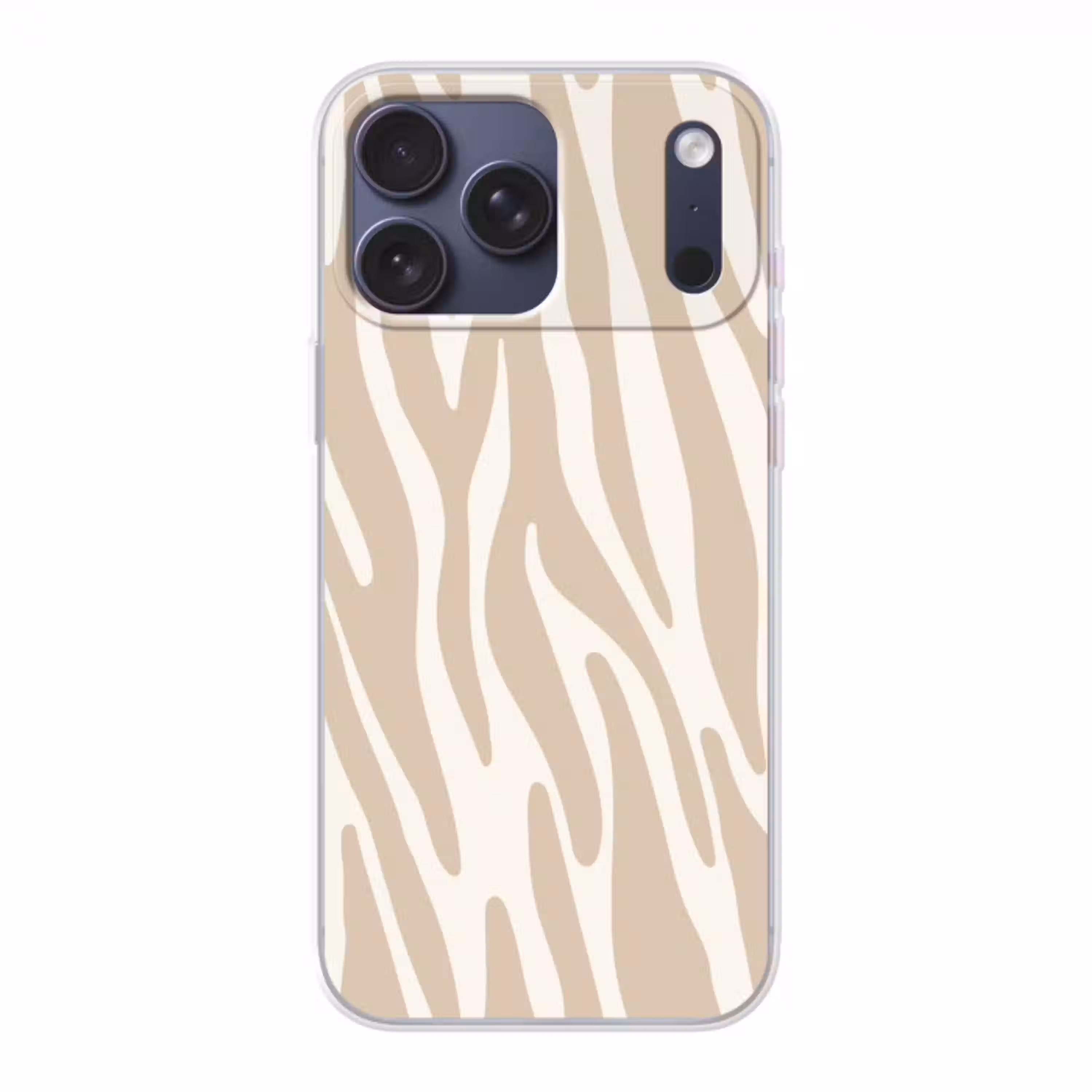 Zebraprint - Beige - Wit - Dierenprint Telefoonhoesje iPhone 17 Pro Max klein -3d