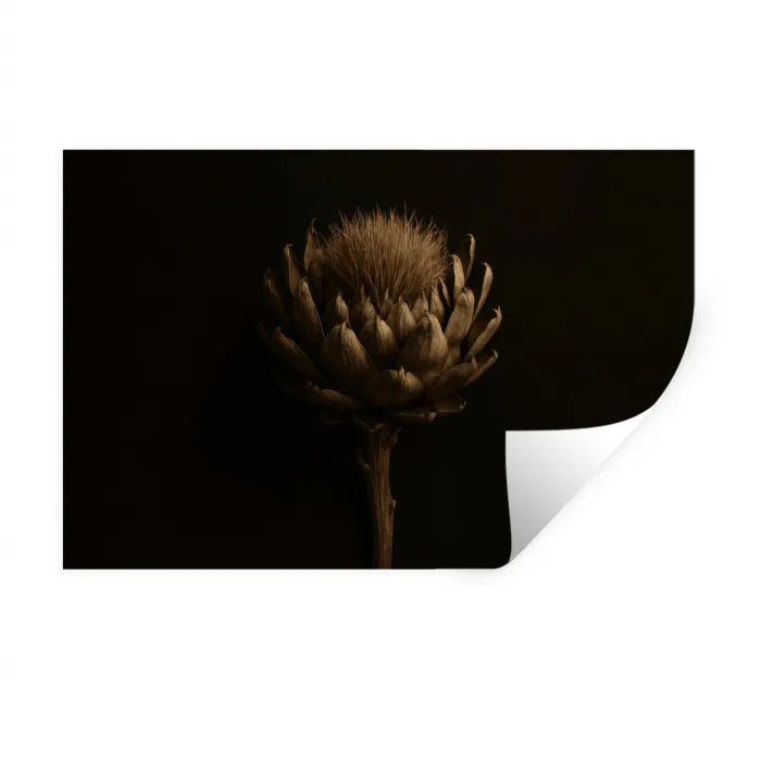 Donkerbruin - Bloem - Textuur - Artisjok Muursticker klein -3d