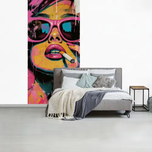 Portret - Vrouw - Abstract - Zonnebril fotobehang vinyl groot -slaapkamer