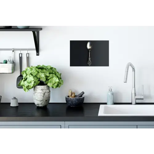 Lepel - Zilver - Metaal Muursticker klein -keuken