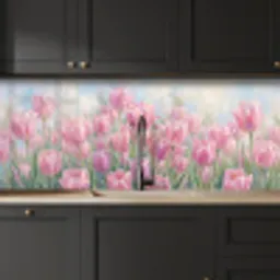 Tulpen - Veld - Lente - Roze keuken achterwand 2 middel -sfeer1