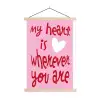 Valentijn - Hart - Liefde - Roze textielposter latten blank klein -3d