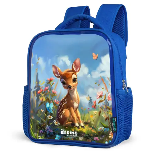 Bailey bloemenhertje Kinderrugzak - Blauw middel -schuin