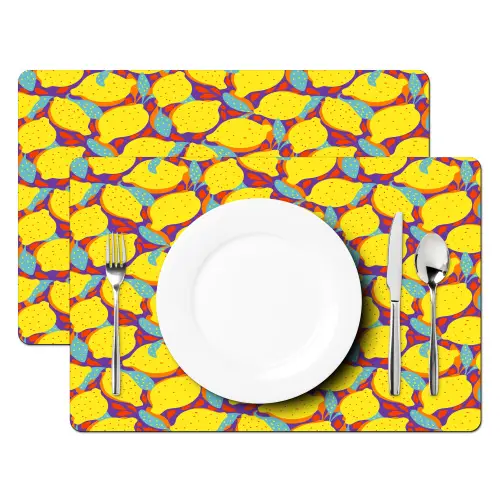 Citroenen - Geel - Stippen - Oranje Placemat vinyl groot 368 -zzsfeer2_Kitchenyeah-website