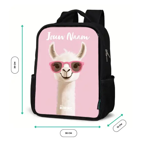 Lama - Wit - Zonnebril - Wimpers Rugzak - Zwart middel -productfoto_formaten