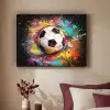 Voetbal - Verf - Kleuren - Zwart - Wit Textielframe zwart klein -sfeer1