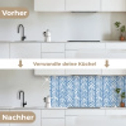 Patroon - Streep - Blauw keuken achterwand 2 middel 871 -voor-na_DE