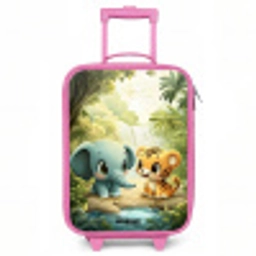 Olifant - Tijger - Bos - Jungle Kinderkoffer - Roze klein -3d