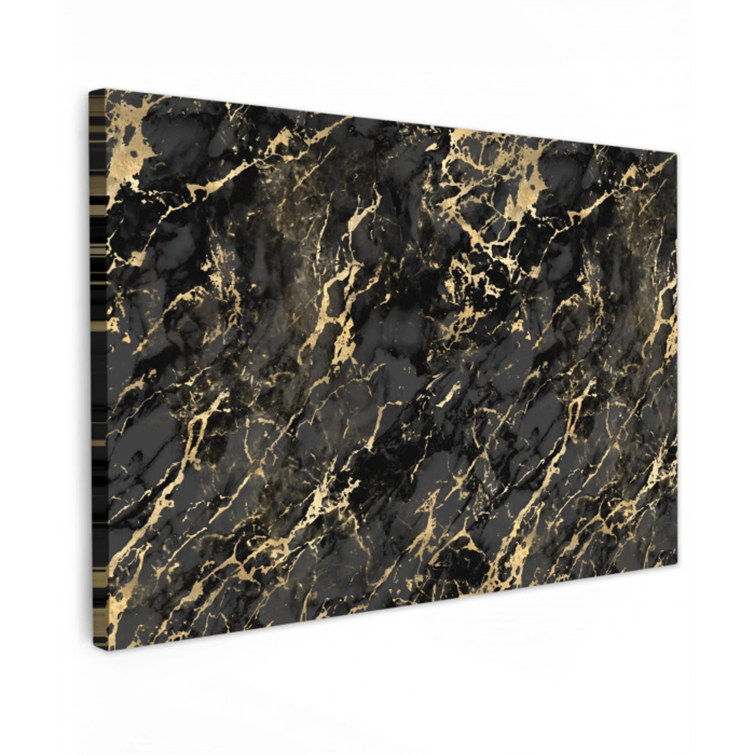 Marmer - Zwart - Goudstructuur Tuinposter op houten frame 2 cm dik klein 845 -3d